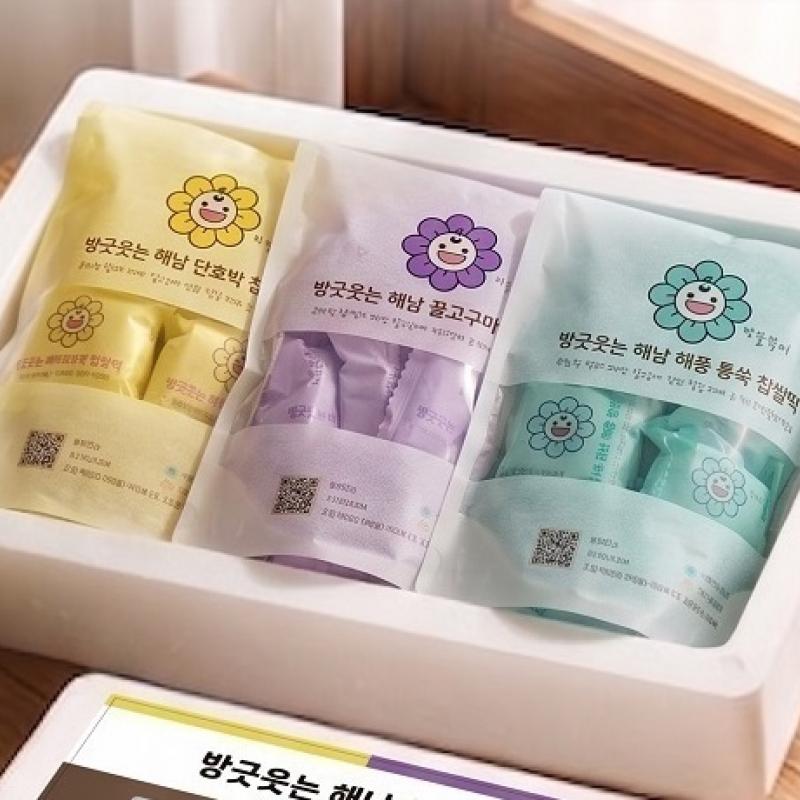 방긋웃는 해남찹쌀떡 3종 모듬세트   (단호박/꿀고구마/해풍통쑥) 1박스(24개)/2박스(48개)